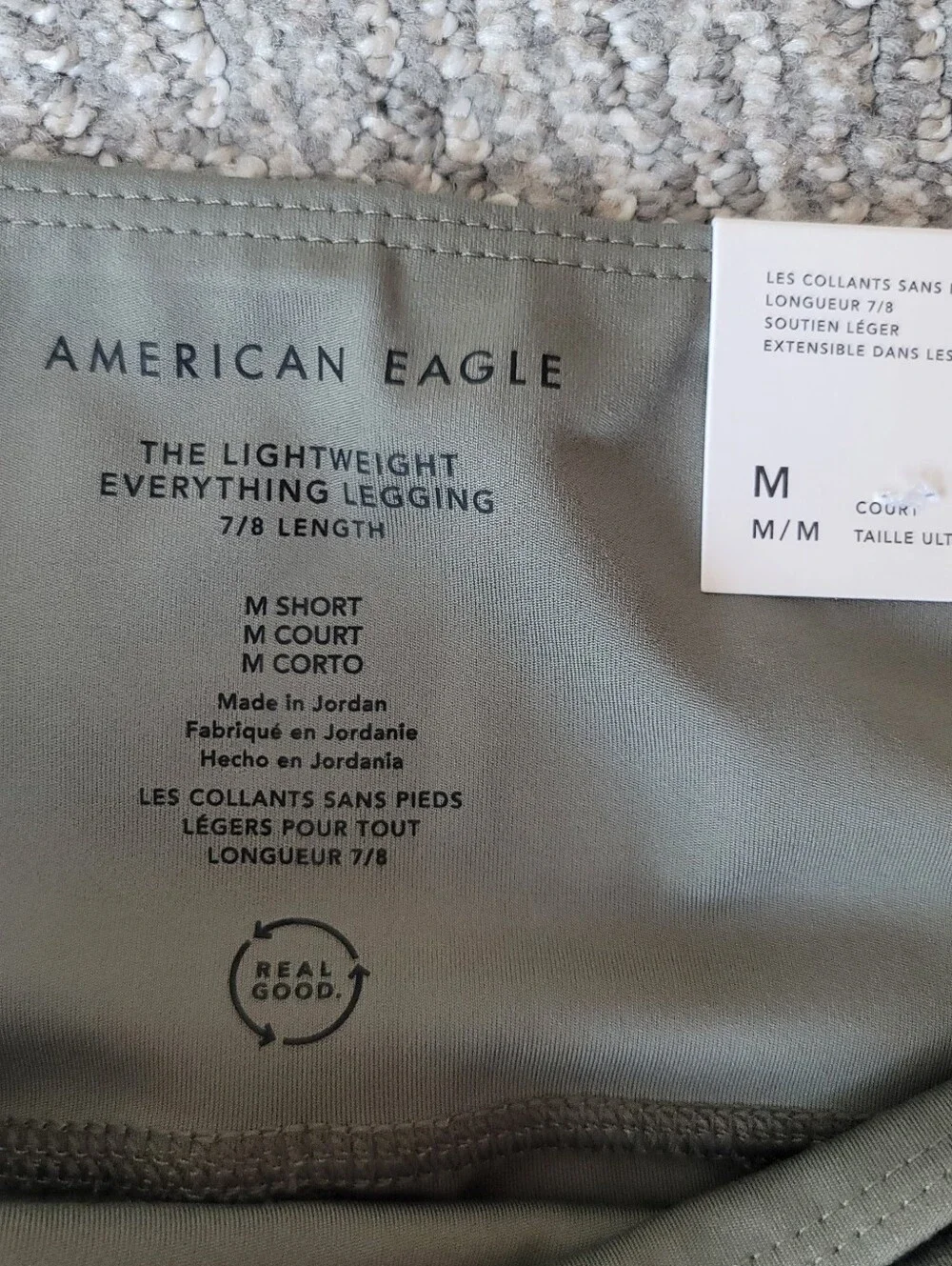 American Eagle The Lightweight Everything 7/8 Legging Medium Short In Sage Green